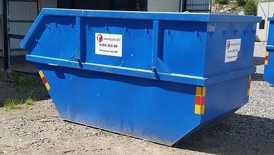 Bild på en blå 10 kubiks container